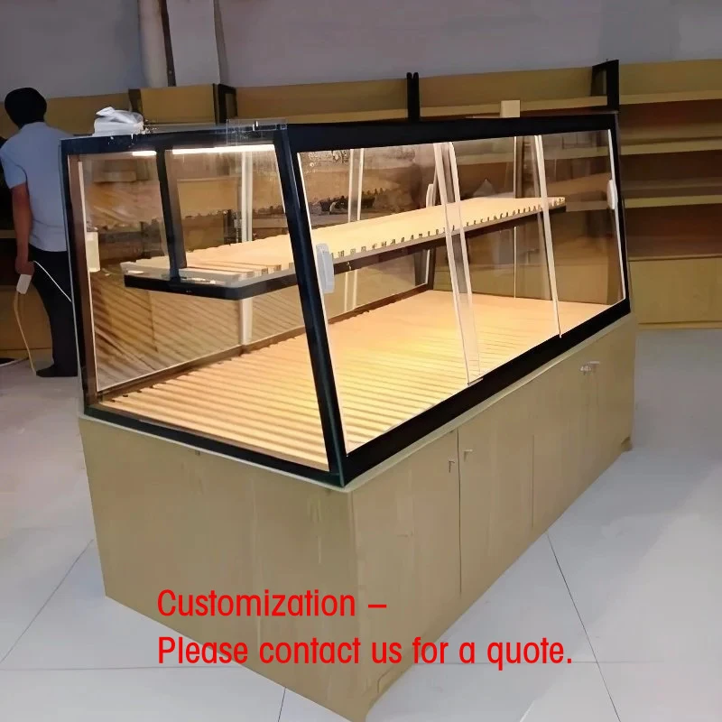 custom.Commercial Glass Pastry Display LED Lighting Durable Heavy Duty Refrigerated Chilled Tabletop Counterto