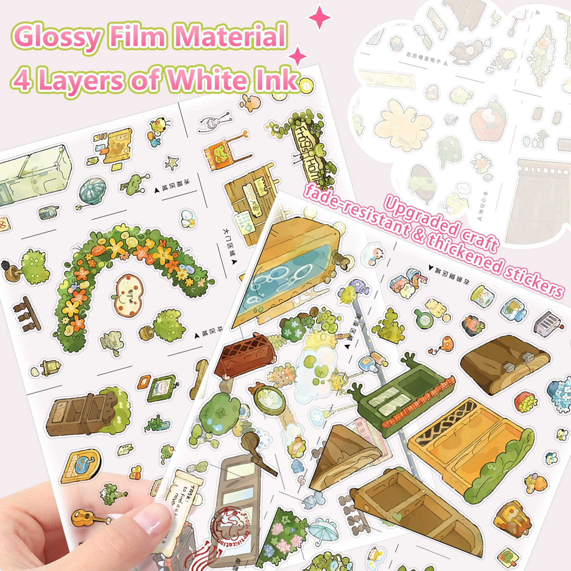 HEYBAO Japanese Cute Sticker Book | Miniature Scene 3D Stationery Stickers for Gifts & Back-to-School