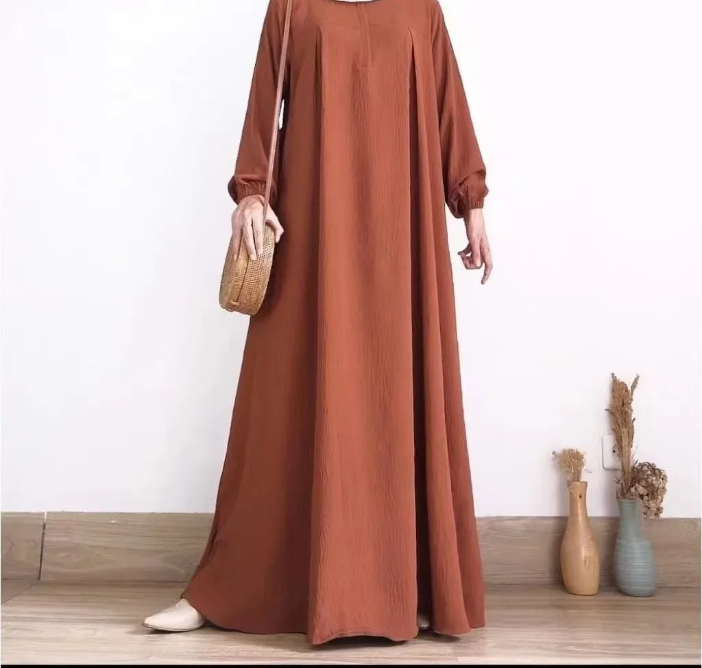 Simple Style Moroccan Dresses Kaftan Turkey Solid Color Gulf Abayas Islamic Women Long Dress Muslim Saudi Robe Ramadan