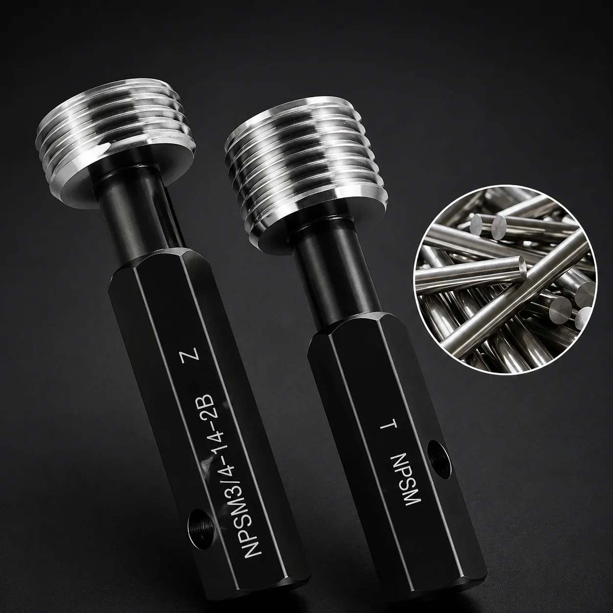 NPSM Cylindrical Pipe Thread Plug Ring Gauge Measuring Tool 1/8 to 3 Inch Precision Thread Inspection Gauge Set