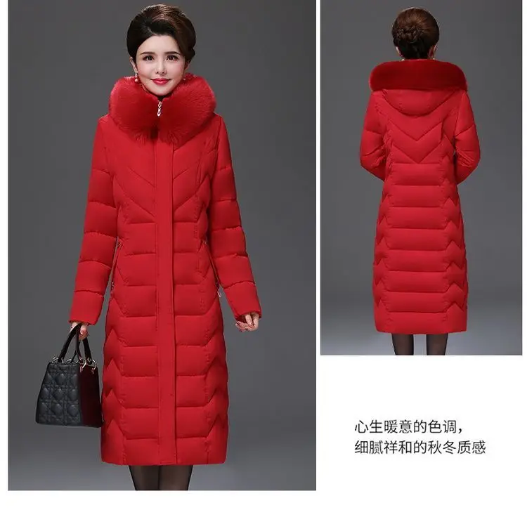 Middle Aged Mother Down Cotton Jacket 6XL Winter Oversized Thick Hooded Coat Windproof Rainproof Female Warm Long Parka Overcoat