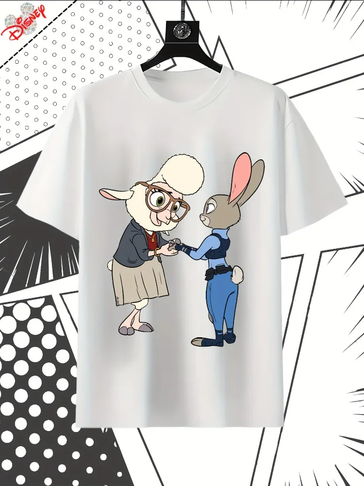 

Disney Zootopia Judy and Nick Print T-Shirt Women's Comfortable Crew Neck Short Sleeve Casual T-Shirt Holiday Shirt
