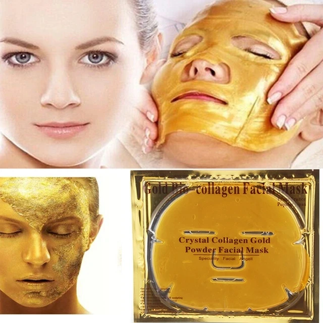 10Pcs/Lot Skin Care Facial Mask Gold Collagen Black Mask Gold Crystal Collagen Powder Moisturizing Firming Oil-Control Face Mask