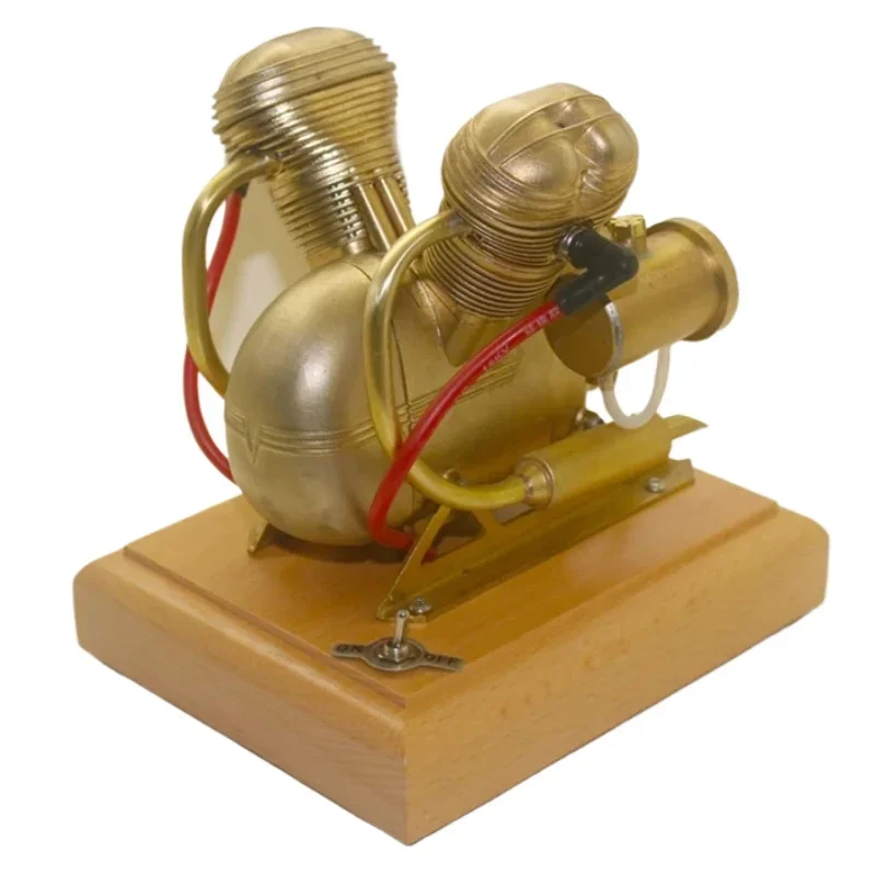 Modelo de motor de motocicleta de gasolina Horizontal de cuatro tiempos de doble cilindro V35, juguetes de experimento físico, regalo de colección