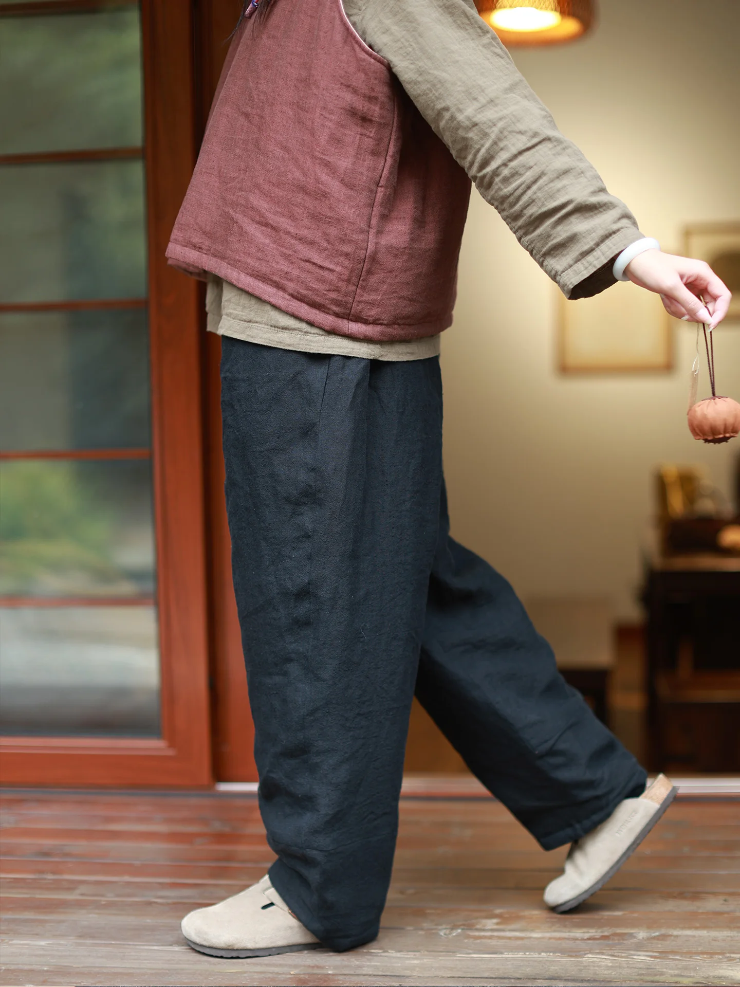 

Warm Ecological Haax Cotton Pants Leisure Casual Long Trousers Inteated Design Breathable Comfortable for Autumn Winter