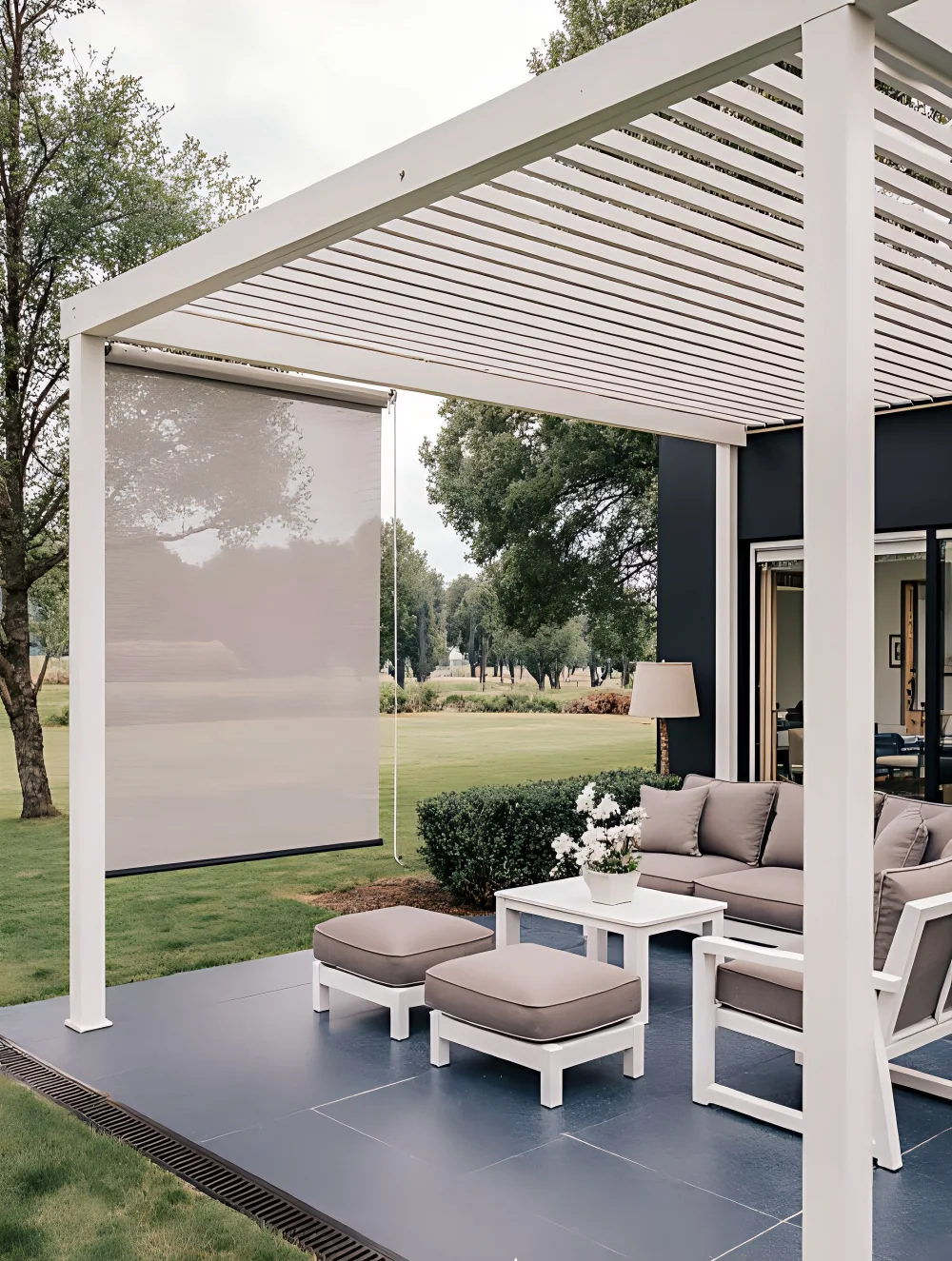 Retractable Aluminum Pergola Adjustable Louvered Roof Waterproof Garden Motorized Pergolas for Home Freestanding Outdoor Gazebo