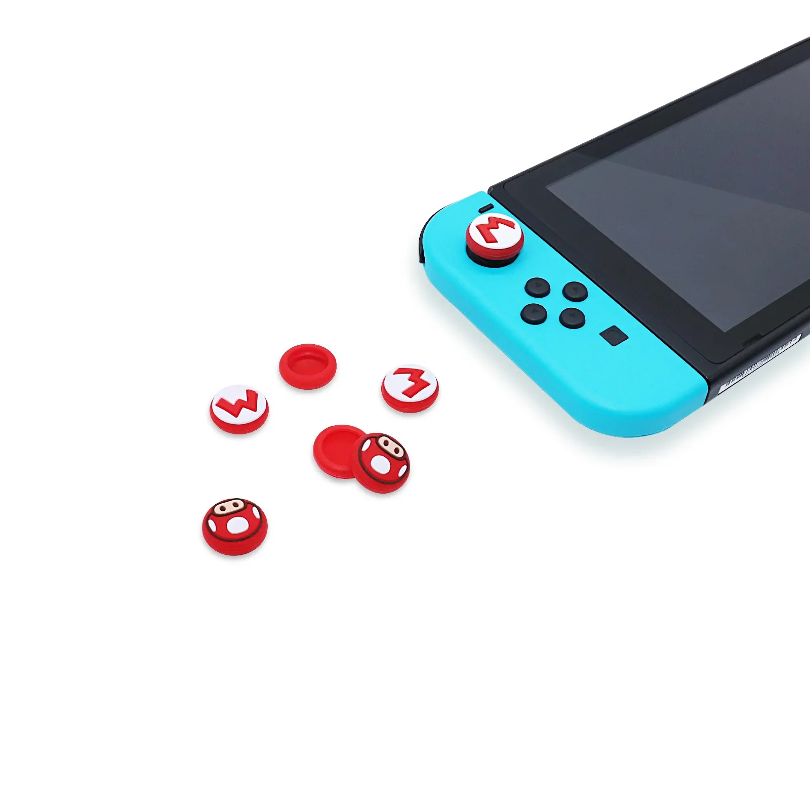 Super Mario Game Themed Silicone Simulação Polegar Stick Grip Cap, Nintendo Switch NS Joycon Controlador, Tampa da pele