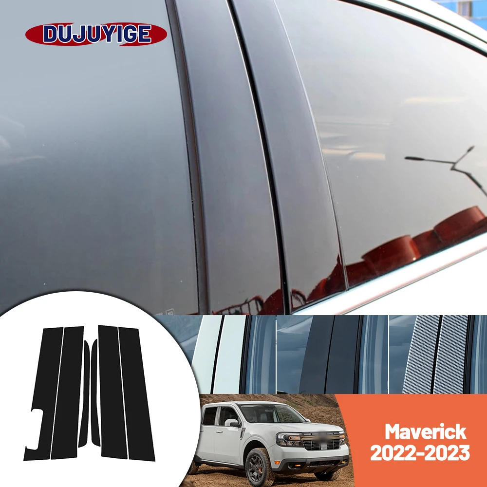 

Bright black carbon fiber door and window B C Pillar sticker suitable For Ford Maverick 2022-2023