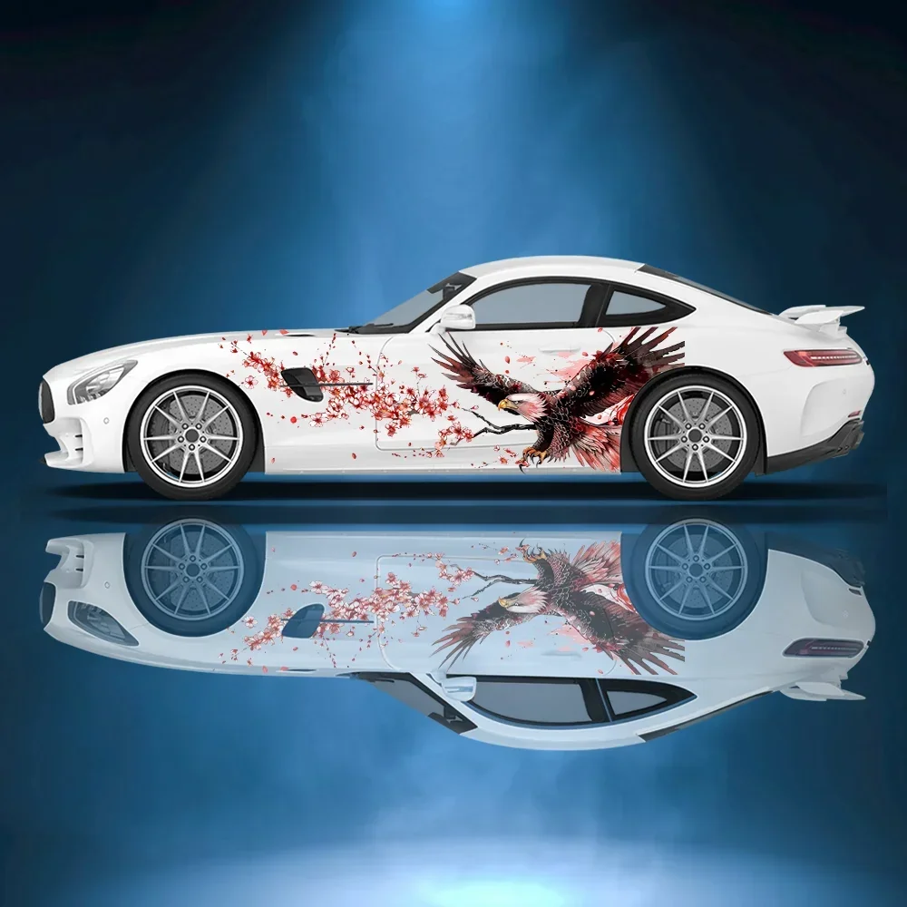 

Flying Eagle Flower Car Side Sticker Decoration, PVC Waterproof Scratch Resistant Decal, Car Protection, Auto Accessories Gift