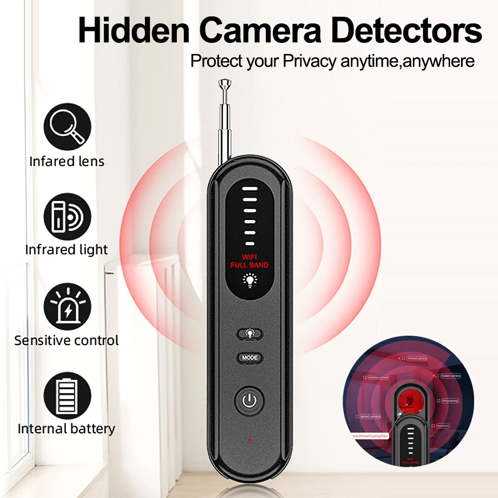 Hidden Camera GPS Detector Anti-Spy Listening Device Bug RF Wireless All Signal Scanner Device Finder Security Protection