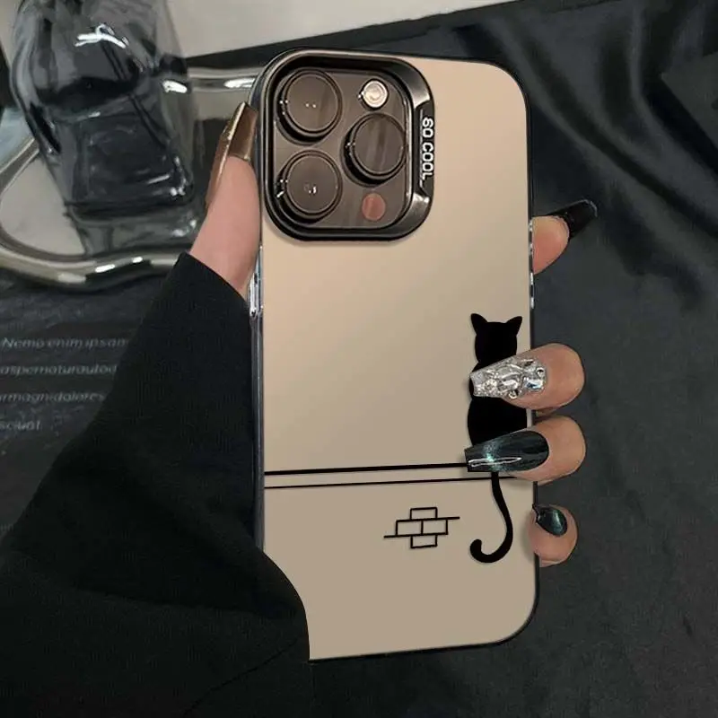 

Little cat in the corner phone case for iPhone 16 15 14 13 12 11 Pro/ Max/Plus shock-proof rear cover anti-fingerprint