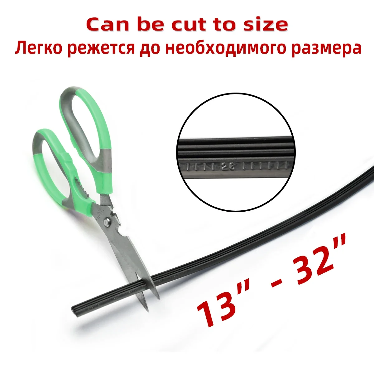 2PCS High Quality Auto Vehicle Insert Soft Rubber Strip Refill For Frameless Wiper Blades 6mm Car Accessories 32