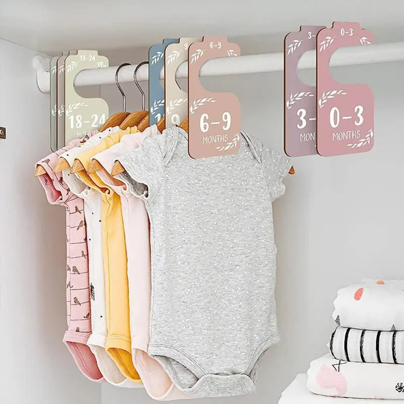 8 Pieces Baby Closet Dividers From Newborn To 24 Months Baby Clothes Size Hanger For Bedroom Closet Wooden Clothes Organizers