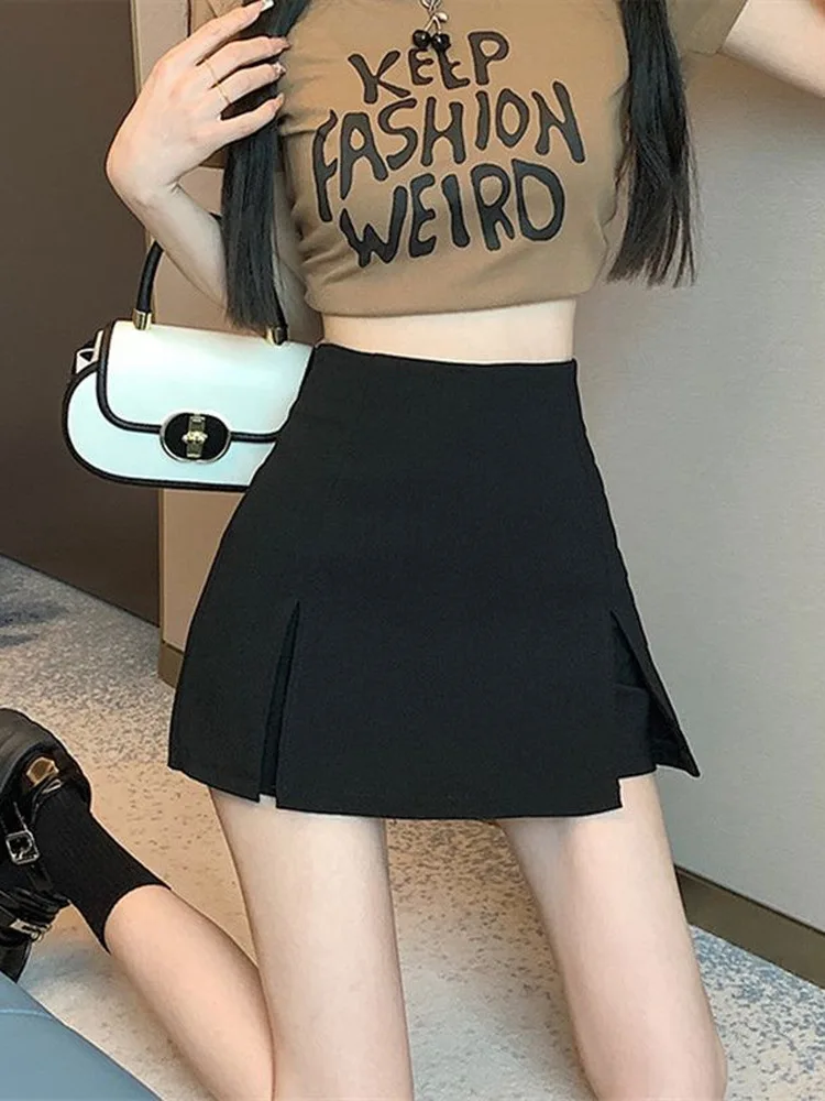 

Black Sexy Short Pants Women Summer High Waist A-Line Slimming Skirt Design Hip Covering Wide Leg Pants Body Contouring