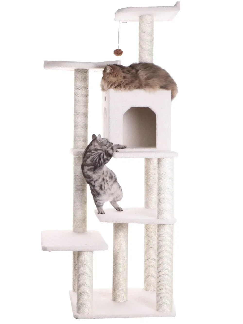 Armarkat 68-in real wood Cat Tree & Condo Scratching Post Tower, Ivory tower  cat tree house