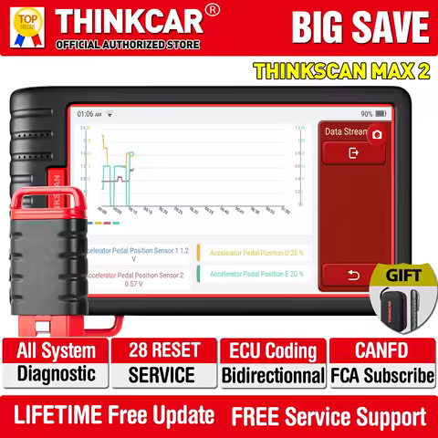 THINKCAR ThinkScan Max 2 Diagnostic Tools Full system Support CANFD For GM 2023 AF DPF IMMO 28 Reset ECU Coding OBD2 Scanner