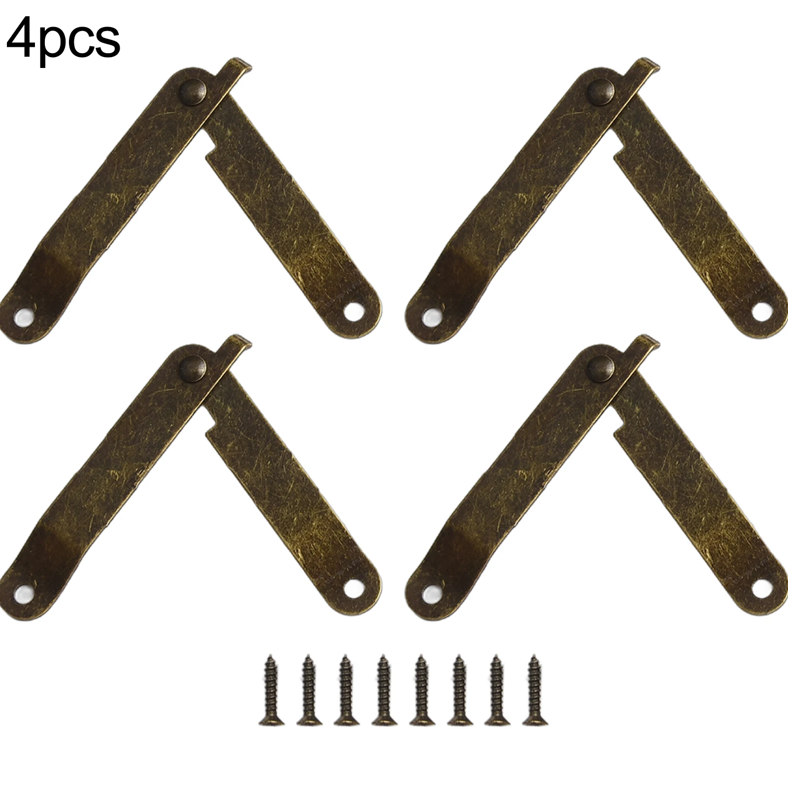 4 Pack Antique Support Hinges For Wooden Boxes, 68x11mm Decorative Corner Tripod Brackets For Jewelry Chests And Cabinets, Bronz
