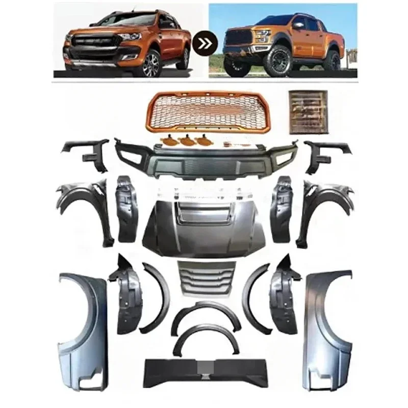 High Quality Facelift Body Kit Ranger T6 T7 T8 Upgrade to F150 Raptor Style Pickup Truck