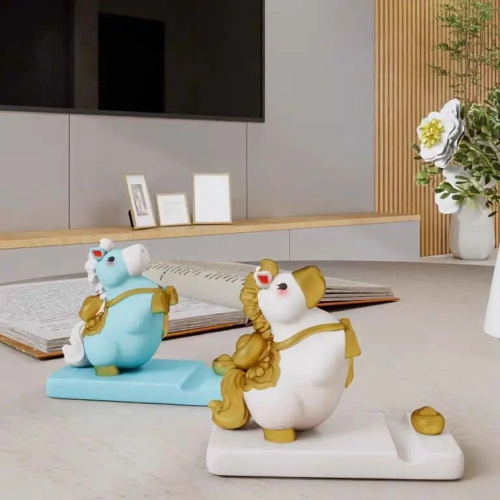 الحصان التميمة زودياك المهر حامل هاتف الراتنج زخرفة صغيرة حامل هاتف المحمول 2026 الحصان سنة المهر شكل حامل جوّال بلاستيكي الخليوي #3