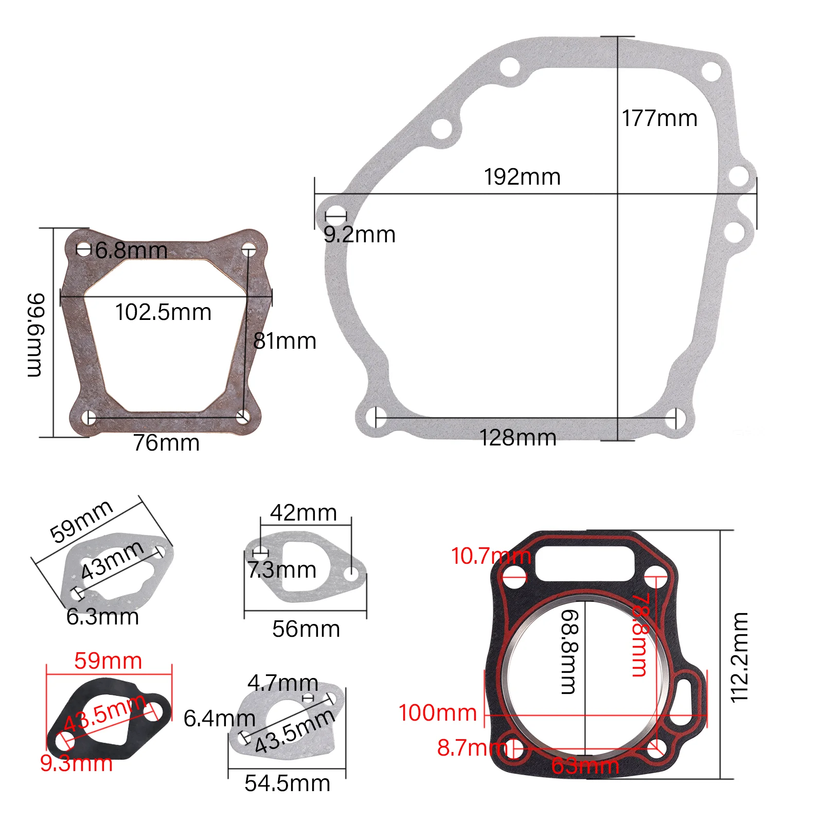 Cylinder Head Full Gasket Kit for Honda GX160 GX200 GX 160 200 5.5HP 6.5HP Engine 168F Exhaust Muffler Gasket