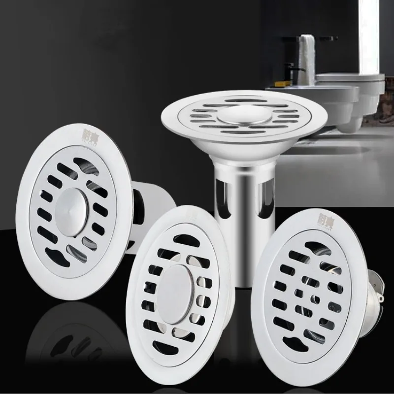 Stainless Steel Floor Drains Strainer Cover Anti-odor Drainer Bathtub Sewer Round Floor Drains Kitchen Bathroom Hardware Fitting