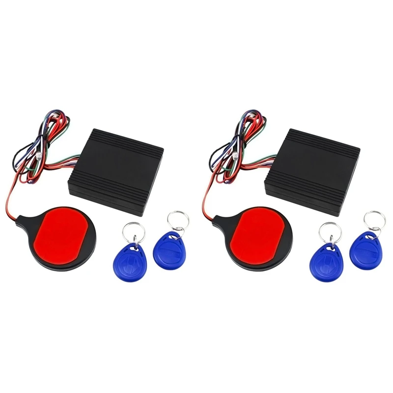 2X Anti Theft Motorcycle Hidden Lock System with Engine Cut Off Immobilizer IC Card Alarm Induction