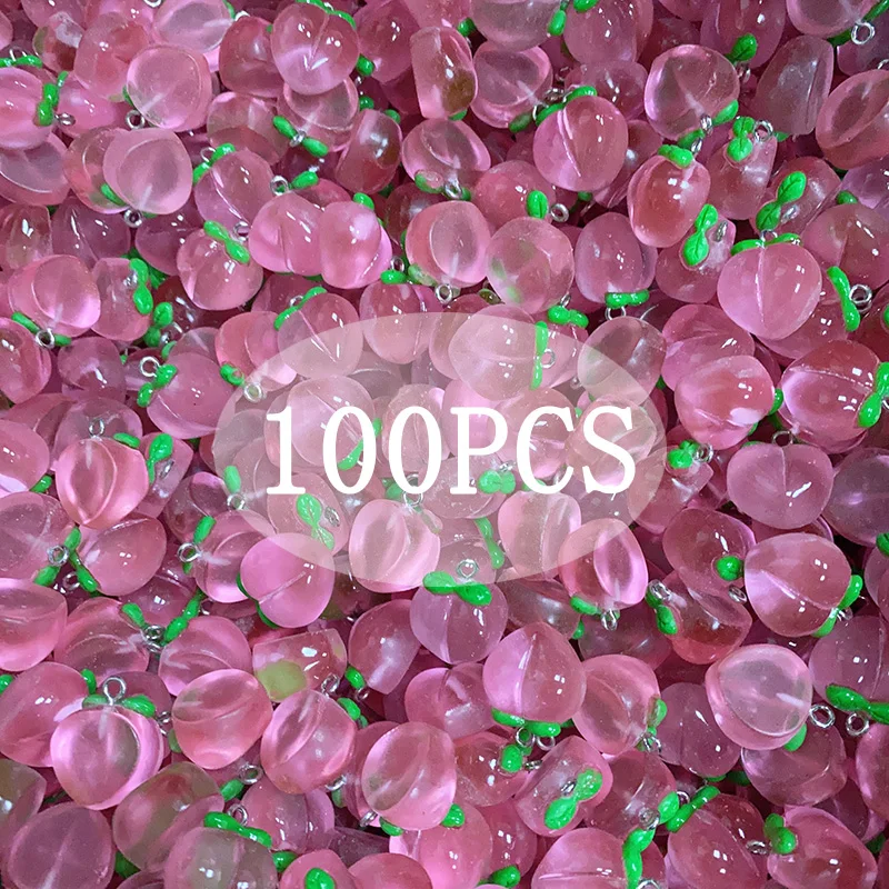 

Wholesale 100pcs/Pack Pink Peach Resin Charms Flatback Fruit Crafts Pendant For Earring Bracelet Diy Jewelry Make