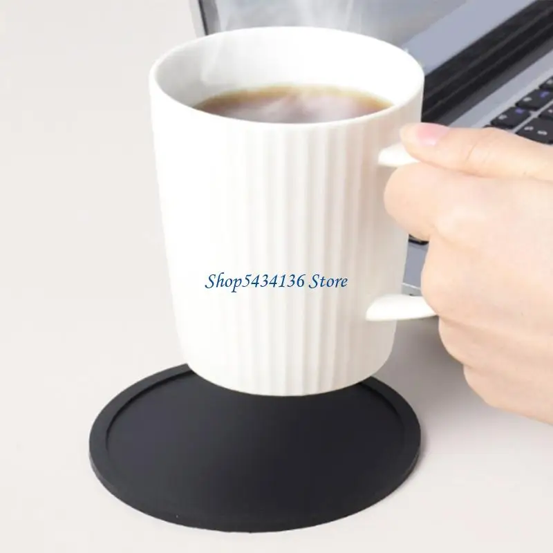 H7ED 6Pcs Round Drinking Coasters Heatproof Silicones With Nonslip Texture And Holder