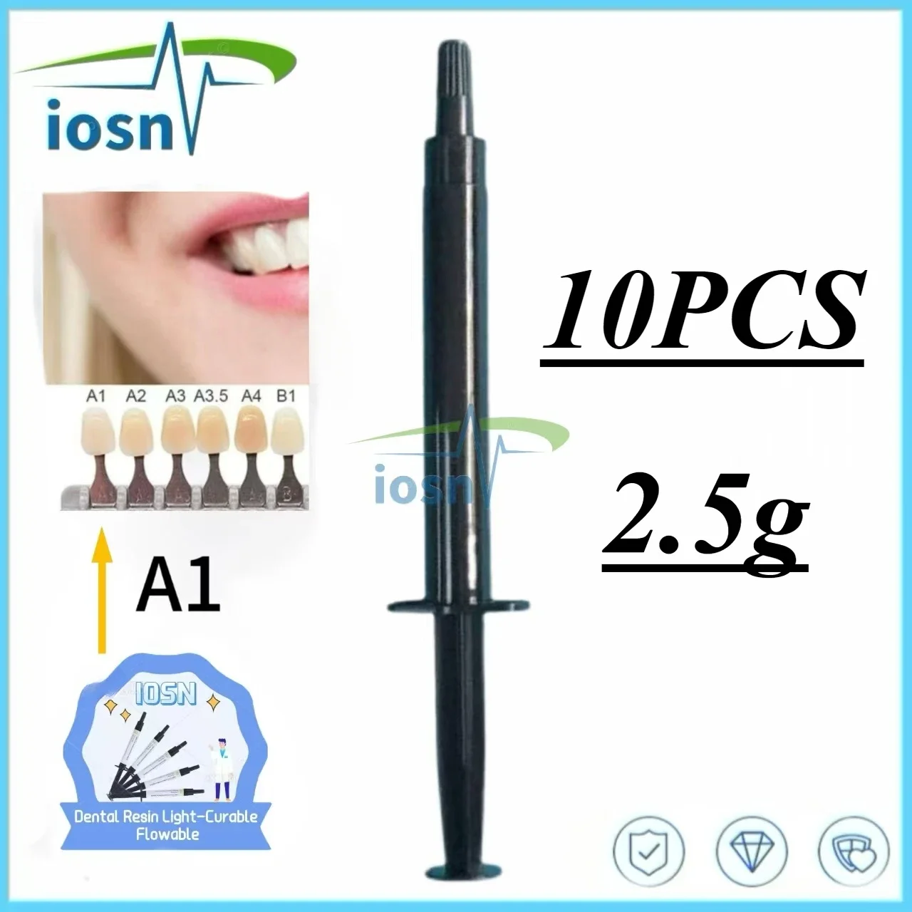 10pcs Dental A1 2.5g Refill Syringe  Composite Resin Flowable Light Curing Delivery Tips Etch Gel Adhesive Bonding