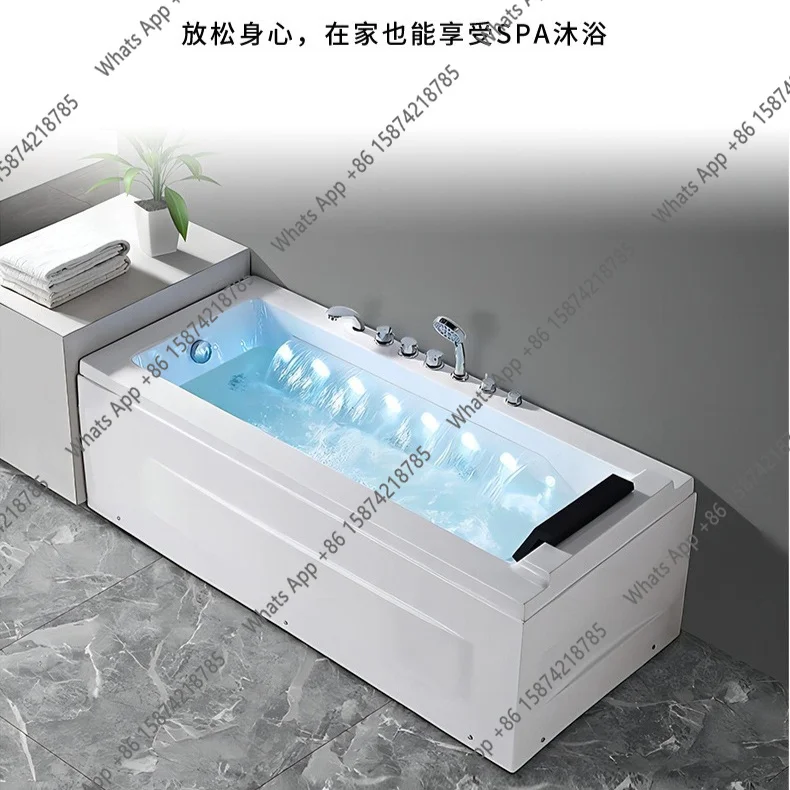 Kk Simple Single Bathtub Acrylic Household Small Apartment Square Cylinder Massage Tub With Headrest Cross-border Acrylic Bathtu