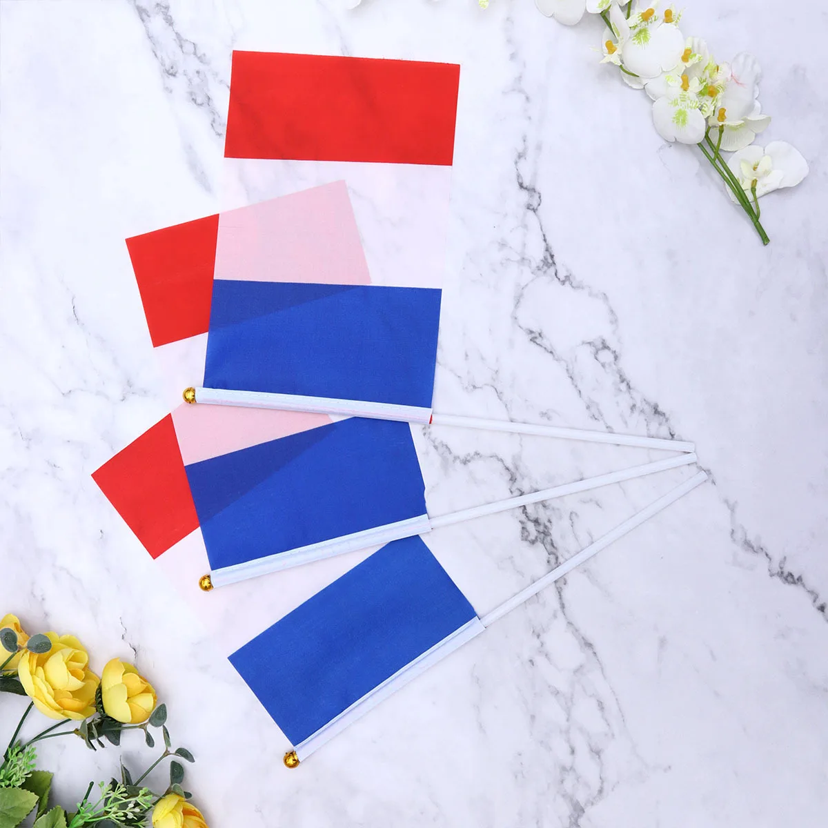

50Pcs Hand Held Small France Flag on Stick Durable Material Portable Lightweight Party Decoration Country Flags for Sports