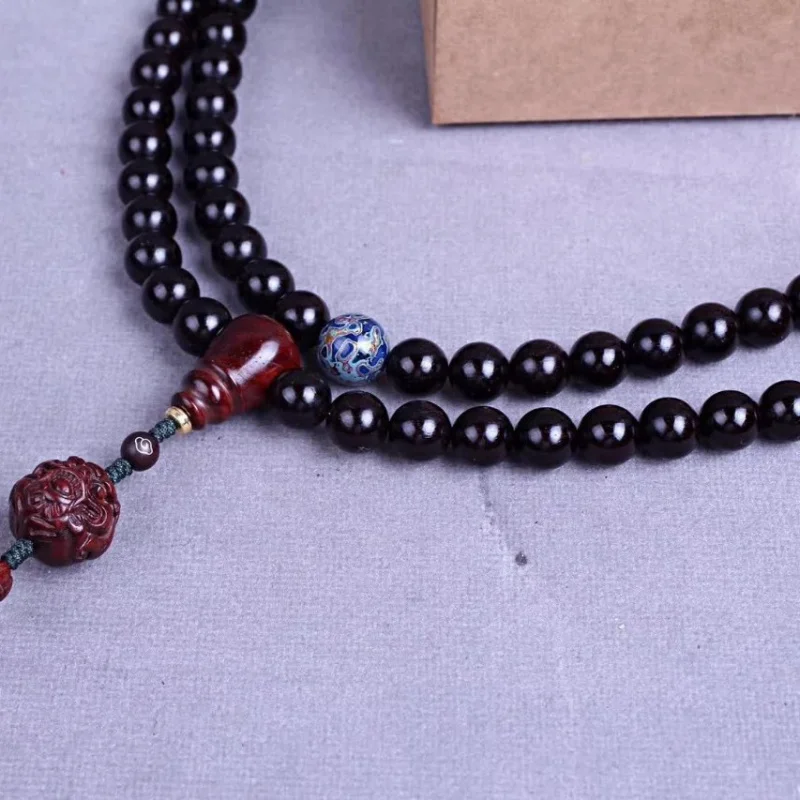 Authentic Indian small-leaf rosewood old , 2-standard clay material, 1.0*108 couple's prayer beads, sweater bracelet, ha