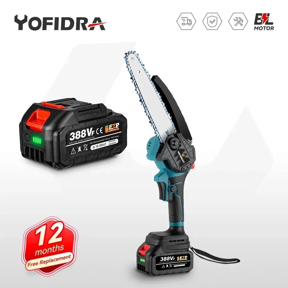 Yofidra 8 Inch Brushless Electric Saw With Oiler Cordless Woodworking Garden Pruning Saw Power Tools For Makita 18V Battery