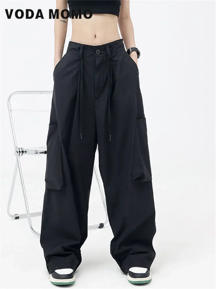 

2022 Spring Autumn New Fashion High WaistPocket Long Wide Leg Casual Trousers LooseFit Pants Women High Street Harajuku Trouser