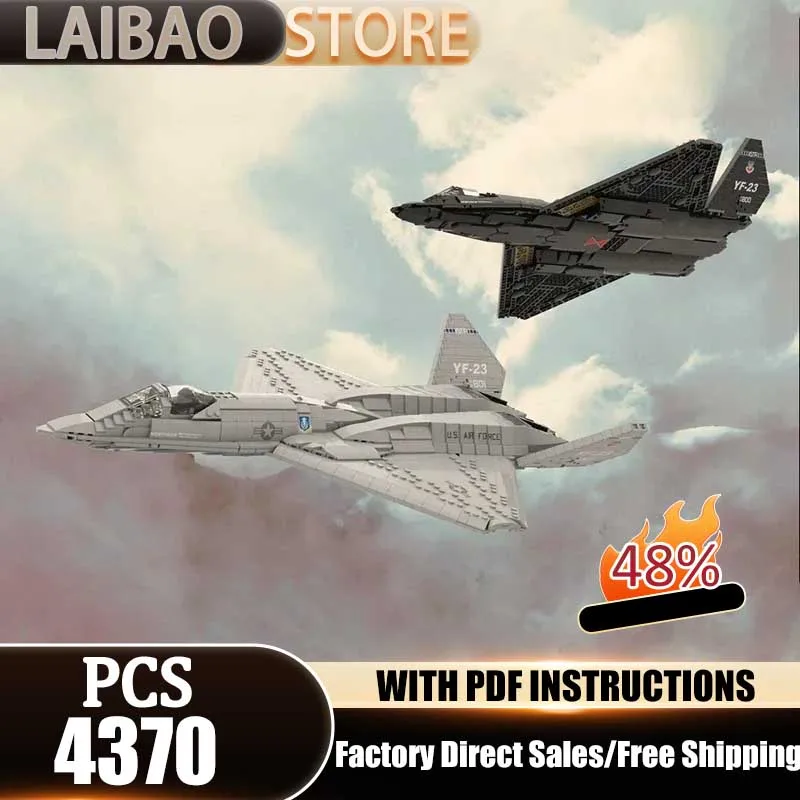 

Military Series Model Moc Building Blocks 1:35 Scale YF-23 Grey Ghost Black Widow Model Technology Brick DIY Assembly Toy Gifts