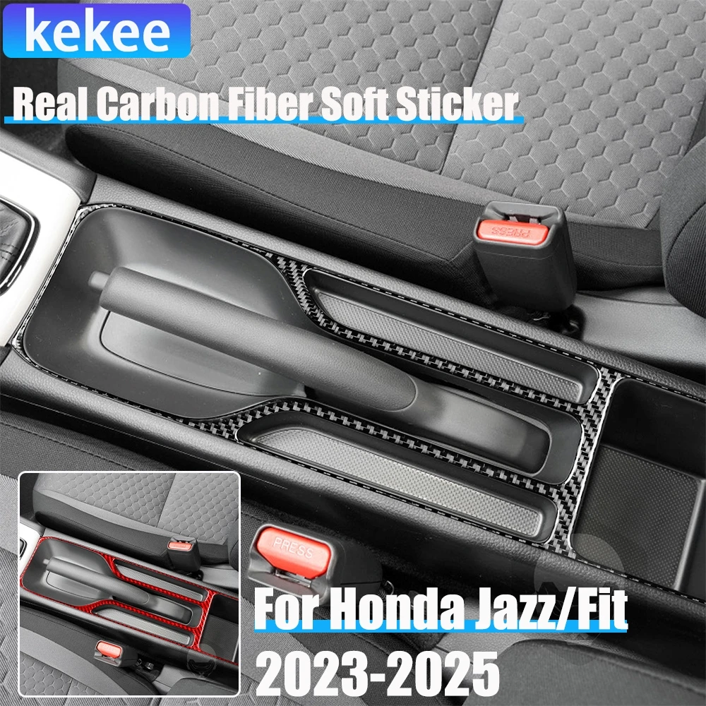 

Настоящее углеродное волокно, автомобильные аксессуары, рамка ручного тормоза, декоративная накладка, мягкая наклейка для Honda Fit/Jazz GR9 2023 2024 2025