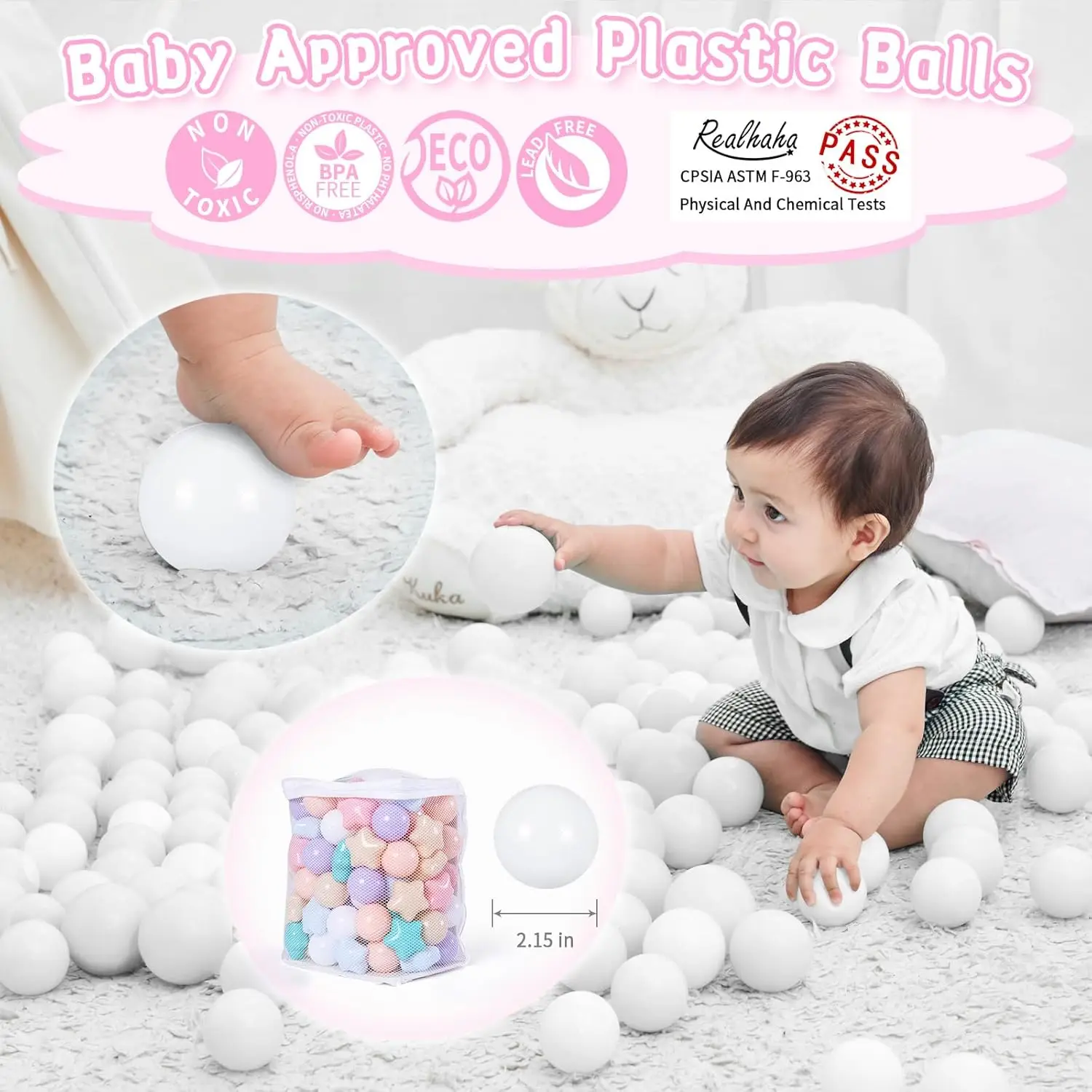 Ball Pit Balls 100 Macaron Rosa Verde Té de la leche Púrpura, Formas de estrellas para bebés Parque infantil Bolas de plástico para pelotas de juego de piscina de pelotas