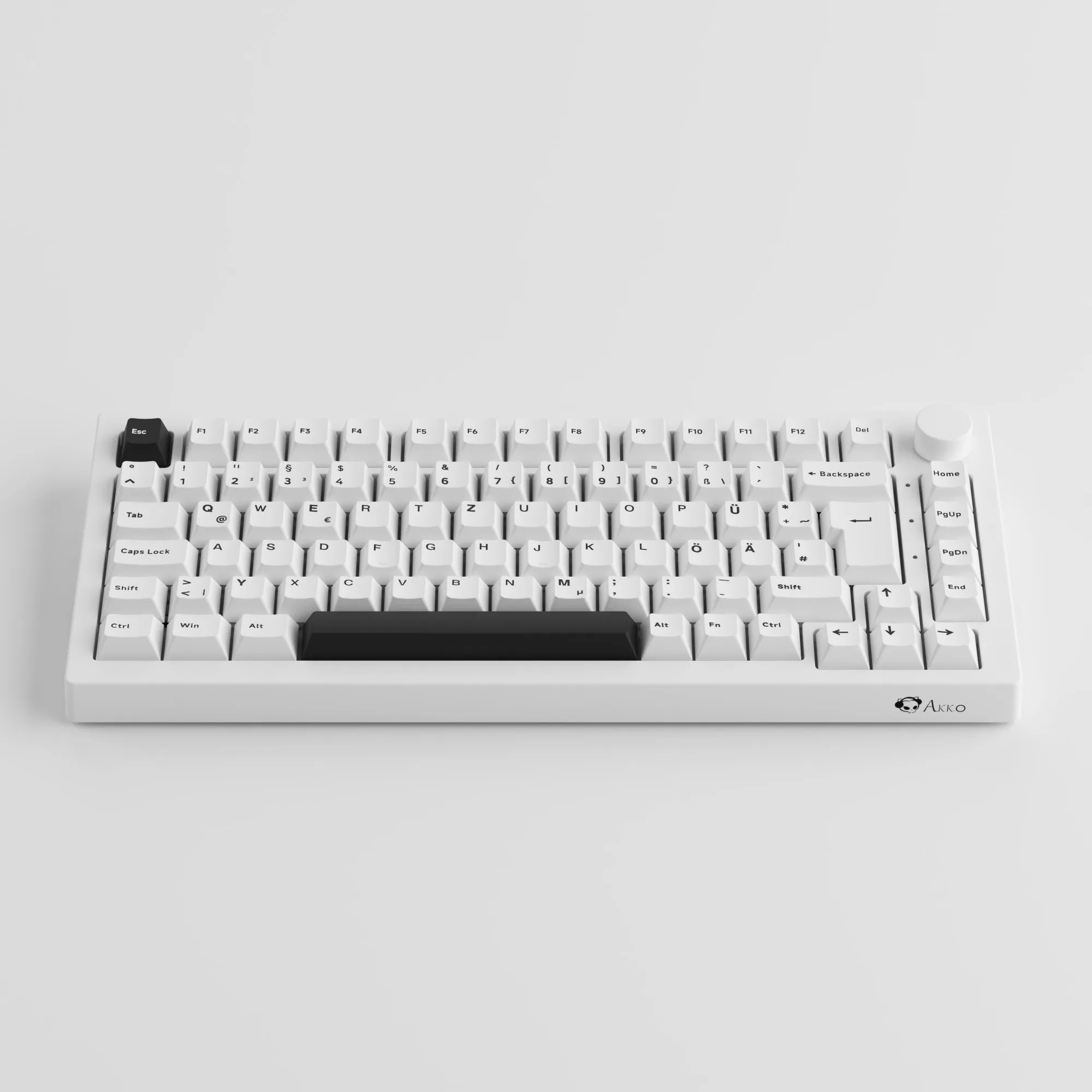 Teclado mecánico Akko 5075B Plus para juegos, periférico negro sobre blanco de 75% ISO-DE/UK/Nordic, multimodo de intercambio en caliente, 2,4 GHz