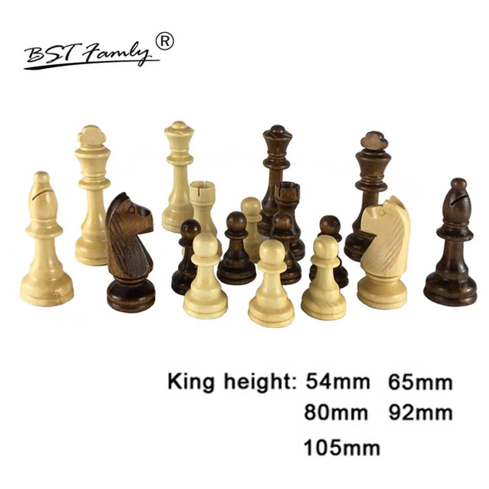 32 Pieces Wooden Chess King Height 54/65/80/92/105mm Chess Game Set Chessmen Competitions Chess Set Kid Adult Chess Gift IA14