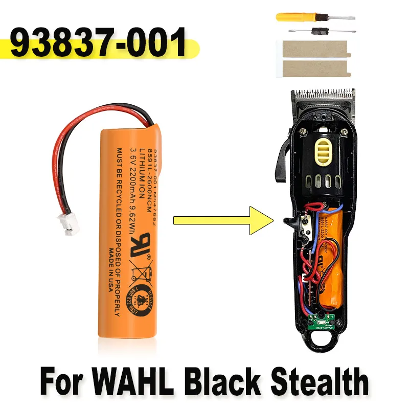 بطارية ماكينة قص كهربائية جديدة بقدرة 2200 مللي أمبير في الساعة لـ Wahl Black Stealth، مشبك سحري من الكروم من Beretto كبار من الاسترليني اللاسلكي 4 8504L 8591L