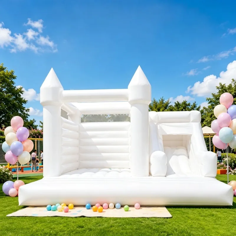 Inflatable Wedding Bounce Castle With Slide, Commercial Jumping Bouncer Play Model for Indoor Outdoor Wedding Party Events