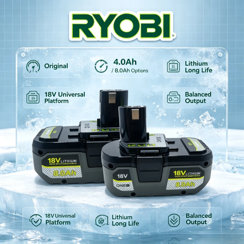 RYOBI 18V 6.0Ah Li‑ion Battery Fit P252 Impact Driver P452 Finishing Sander Reliable Cordless Electric Tool Replacement Pack