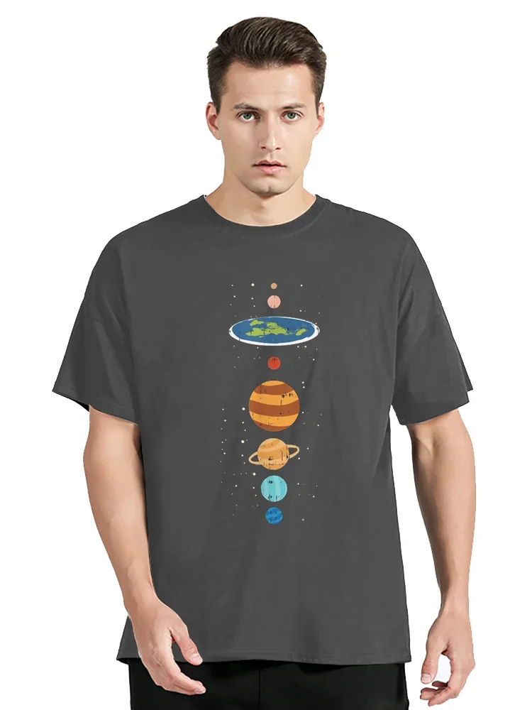 Flat Earth And Planets Funny Conspiracy Theory Earthers Gift T-shirt Unisex Tops Cotton Oversized Tees Fitness Tshirt Streetwear