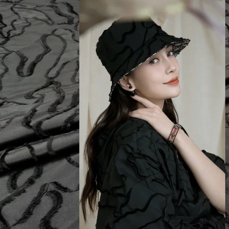 

Yarn Dyed Jacquard Fabric Spring Summer Fashion Camouflage Cut Tassel Dress Trench Coat Clothing Design Cloth Fashion by Meter