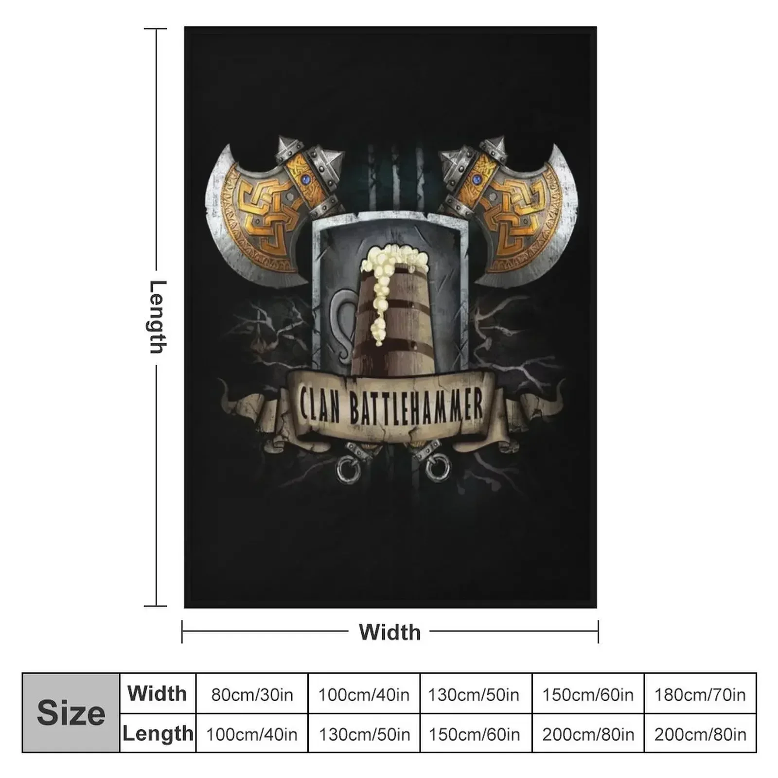 Clan Battlehammer Mithral Hall Dwarf Faerun Fourthpeak Frost Hills Throw Blanket