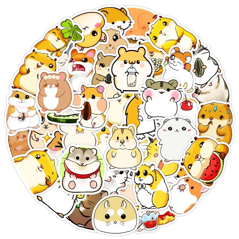 50 Uds. Pegatinas decorativas creativas de garabatos de hámster lindo con personalidad de dibujos animados