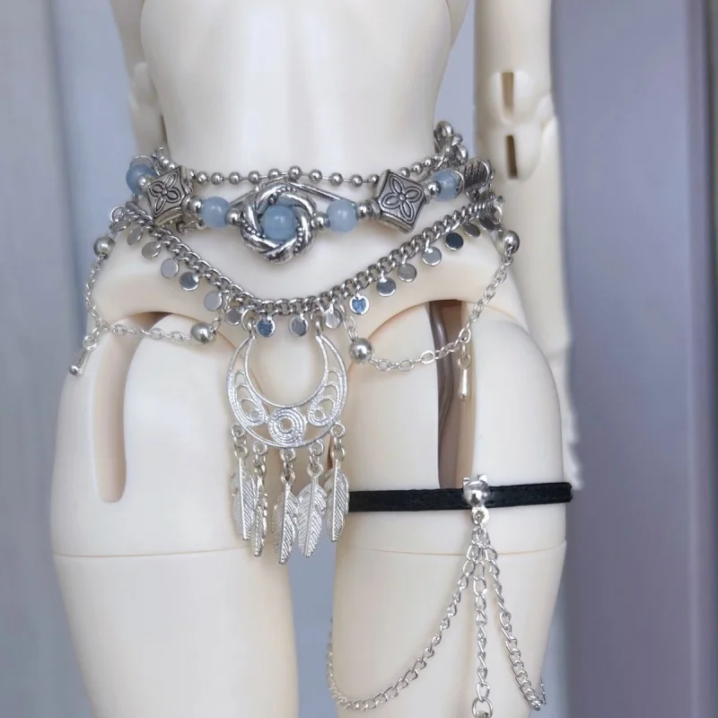

Поясная цепочка для куклы BJD подходит для серебряного тела размером 1/4 с поясной цепочкой и цепочкой для ног, аксессуаров для кукол.