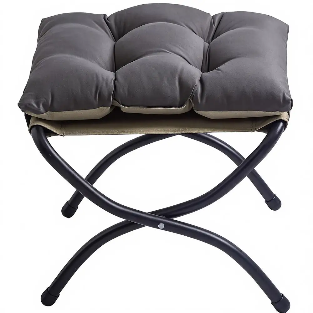 

15 Grey Upholstered Indoor/Outdoor Ottoman Stool - Space-Saving, Washable, Suitable for Living Room, Bedroom, Patio