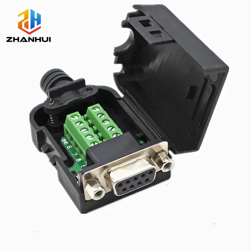DB9 Male/Female Connector Kit - RS232 RS485 9-Pin Solderless Breakout Terminal for 21-24AWG COM Port Wiring