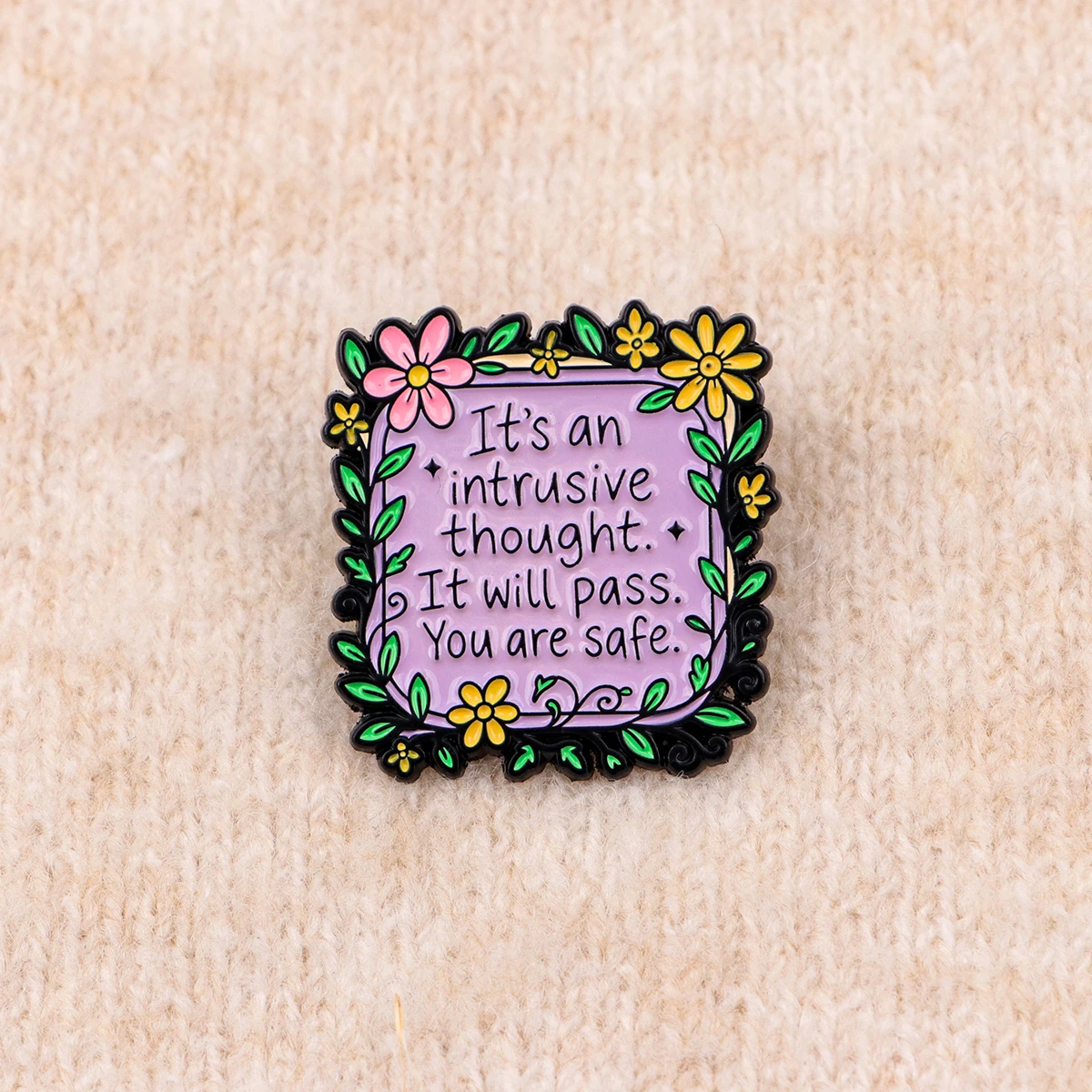 Pin de esmalte autocuidado mental, broche pensamiento intrusivo pasará - imagen 4